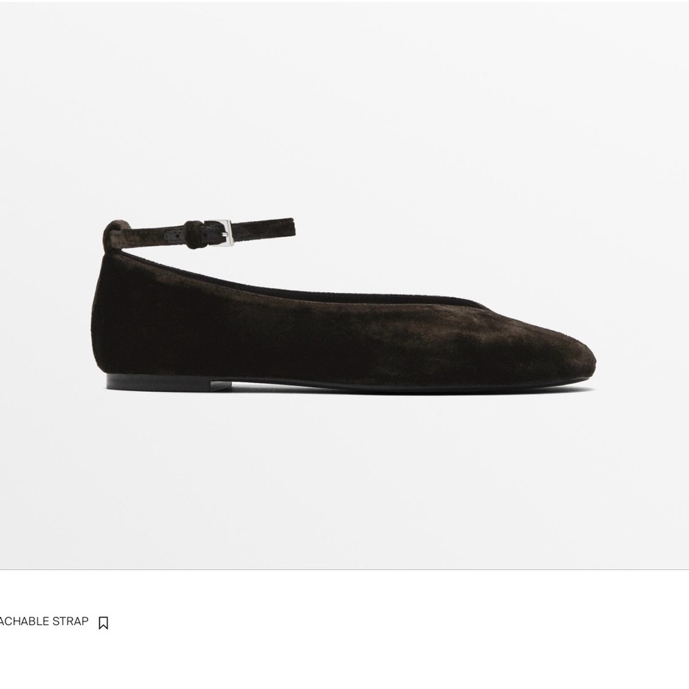 Massimo Dutti Brown Velvet Women's Ballet Flats